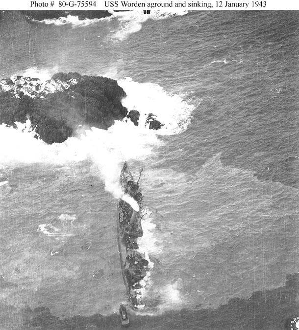 Worden sinking off Amchitka, Alaska, 12 January 1943
