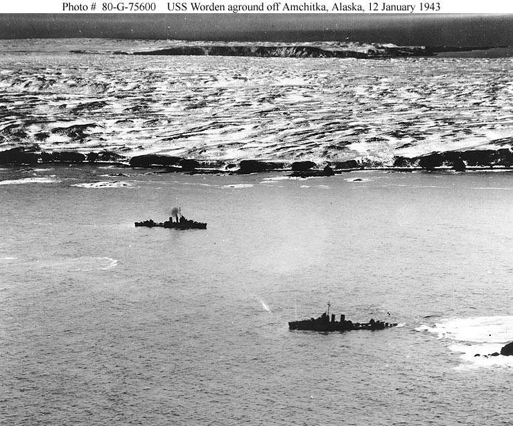 Worden sinking off Amchitka, Alaska, 12 January 1943